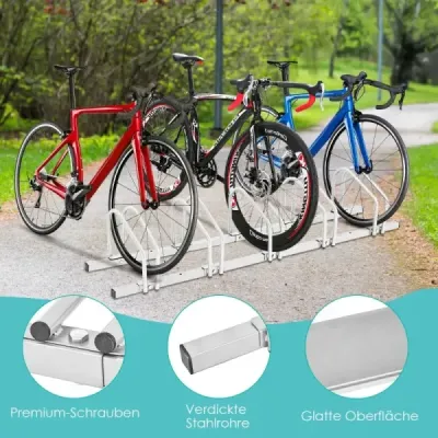 Stojan na bicykle Podlahový stojan Stojan s 5 miestami na bicykel Strieborný