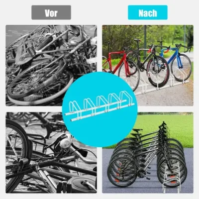 Stojan na bicykle Podlahový stojan Stojan s 5 miestami na bicykel Strieborný
