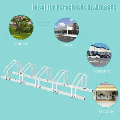 Stojan na bicykle Podlahový stojan Stojan s 5 miestami na bicykel Strieborný