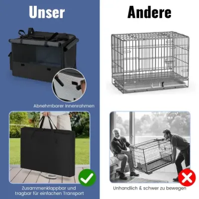 Skladacia prepravka pre psa s 2 otvormi a oknom a sieťovým košom Prepravný box pre psa Taška pre psa 80 x 60 x 42 cm