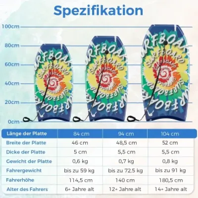 84 cm dlhé bodyboardy pre deti s jadrom z EPS, palubou z XPE a spodnou stranou z HDPE s vírivým vzorom surfov