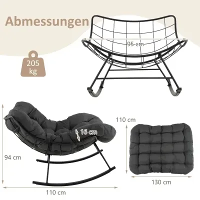 Hojdacie kreslo s čalúneným vankúšom a nosnosťou 205 kg Hojdacie kreslo Patio kreslo