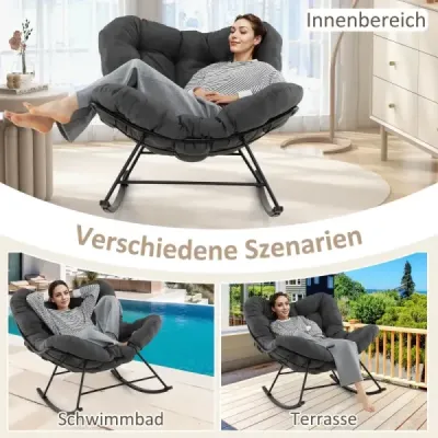 Hojdacie kreslo s čalúneným vankúšom a nosnosťou 205 kg Hojdacie kreslo Patio kreslo