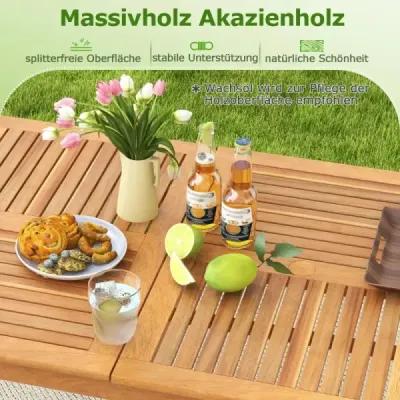 Záhradný stôl z agátového dreva 170 x 90 cm veľký terasový stôl pre 6 osôb príroda
