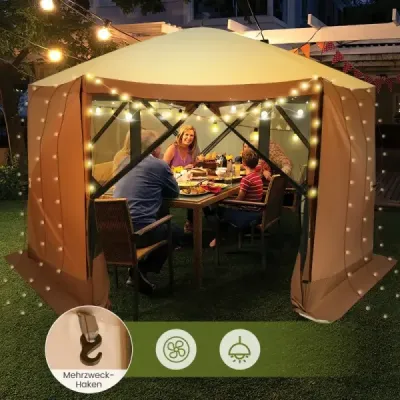 350 x 350 cm pop-up pavilón s taškou na prenášanie a sieťovanými stenami Párty stan skladací pavilón Záhradný pavilón