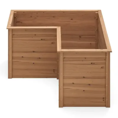 Drevený vyvýšený záhon v tvare písmena L Záhon na rastliny Záhon na bylinky Záhon na balkón Hnedý