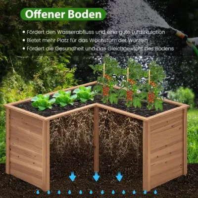 Drevený vyvýšený záhon v tvare písmena L Záhon na rastliny Záhon na bylinky Záhon na balkón Hnedý