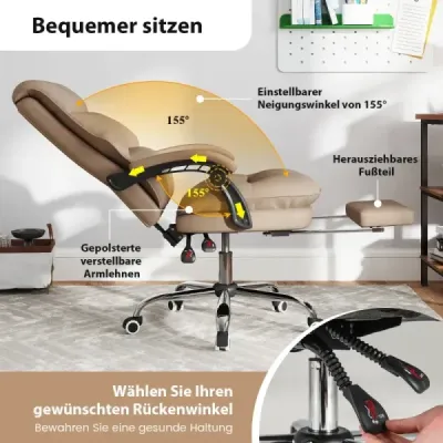 Ergonomická kancelárska stolička s výsuvnou opierkou na nohy Kancelárska stolička Kávová stolička