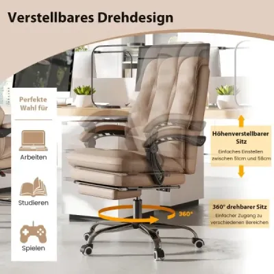 Ergonomická kancelárska stolička s výsuvnou opierkou na nohy Kancelárska stolička Kávová stolička