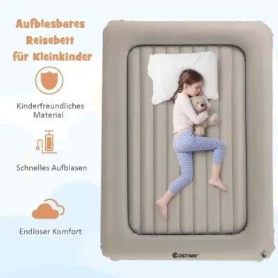 Nafukovacia postieľka s elektrickou pumpou a prenosnou postieľkou 2 v 1 - cestovná postieľka s matracom - sivá