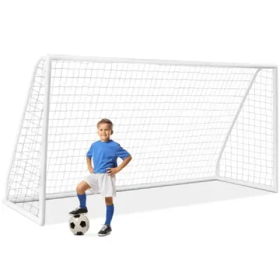 Futbalová bránka s rozmermi 365 x 182 cm s vysokopevnostnou sieťou a 6 zemnými hrotmi Bránka odolná voči poveternostným vplyvom na futbalový tréning