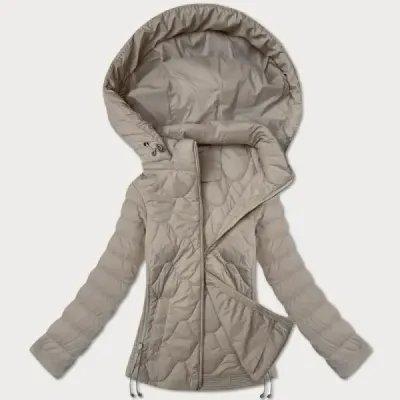 Dámska prešívaná krátka bunda MODA9239 béžová