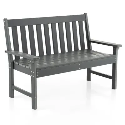 132 cm dlhá lavička Záhradná lavička z HDPE do každého počasia pre 2-3 osoby 132 x 65 x 91 cm Sivá