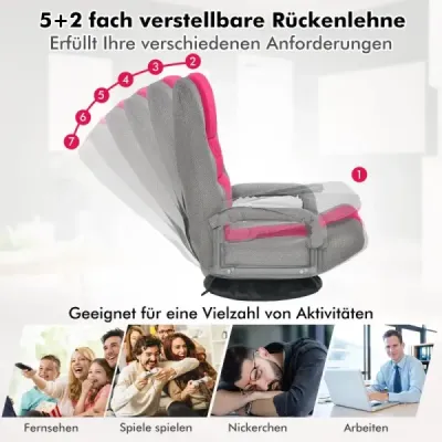 360° otočná stolička so 6-pozičným nastaviteľným operadlom Stolička ružová
