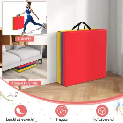 Skladacia mäkká podlahová podložka s 2 rukoväťami Protišmyková podložka do posilňovne Fitness podložka Farebná