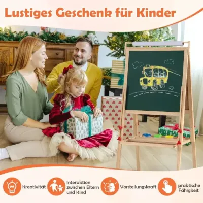 Detská tabuľa 3 v 1 s magnetickou kriedou a bielou tabuľou a rolkou papiera Výškovo nastaviteľná