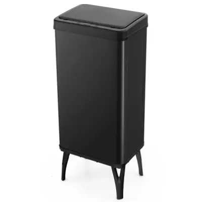 Nerezový odpadkový kôš 50 l Automatický odpadkový kôš so senzorom pohybu a otvoreným vekom 33,5 x 26 x 83,5 cm čierny