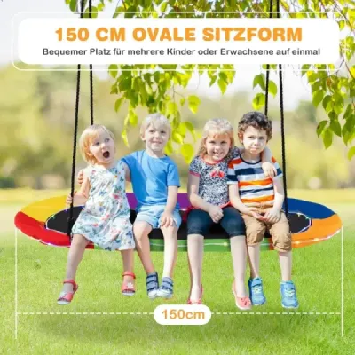 Oválna hojdačka s nosnosťou do 300 kg Vonkajšia hojdačka s nastaviteľnými lanami Detská hojdačka