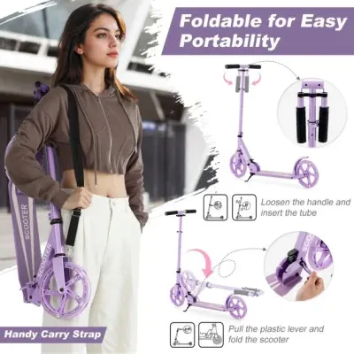 SP38153ZS Scooter Skladací skúter Výškovo nastaviteľný mestský skúter Nosnosť 100 kg Fialová SKLADOM SP38153ZS Scooter Skladací skúter Výškovo nastaviteľný mestský skúter Nosnosť 100 kg Fialová SKLADOM