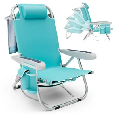 plážova stolička  skladacích kempingových stoličiek s nastaviteľným operadlom modrej (1 kus)