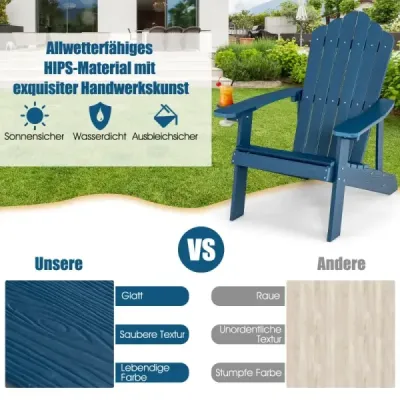 Záhradná stolička Adirondack s držiakom na poháre modrá