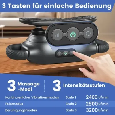 Elektrický ručný masážny strojček na hlboké tkanivo s 3 masážnymi hlavicami a 3 režimami masážnej pištole
