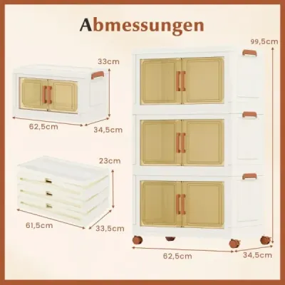 Úložný box s vekom a kolieskami a priehľadnými dverami Skladacie stohovacie boxy Plastový box 156 l