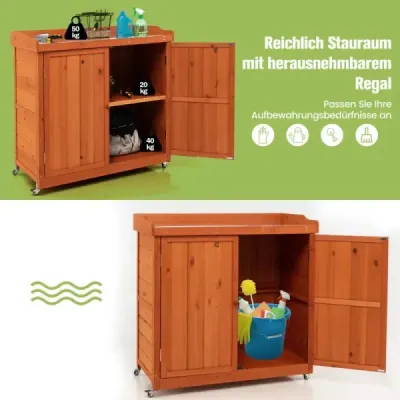 Drevená záhradná skrinka Úložná skrinka so 4 univerzálnymi kolieskami Garden Nature Drevená záhradná skrinka Úložná skrinka so 4 univerzálnymi kolieskami Garden Nature