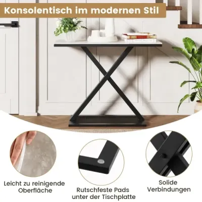Konzolový stolík s doskou z umelého mramoru Konferenčný stolík s kovovým rámom Rozkladací stolík 100 x 40 x 77,5 cm