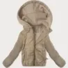 Dámska krátka bunda s pletenou kapucňou MODA9236 béžová