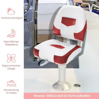 Sada 2 skladacích sedadiel do člna s 11 cm hrubým hubovým polstrovaním Riadiace kreslo červené biele Sada 2 skladacích sedadiel do člna s 11 cm hrubým hubovým polstrovaním Riadiace kreslo červené biele