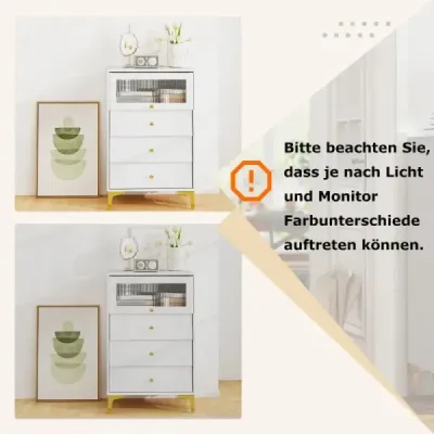 Komoda s 3 zásuvkami Príborník so zdvíhacími sklenenými dvierkami Úložná skriňa biela