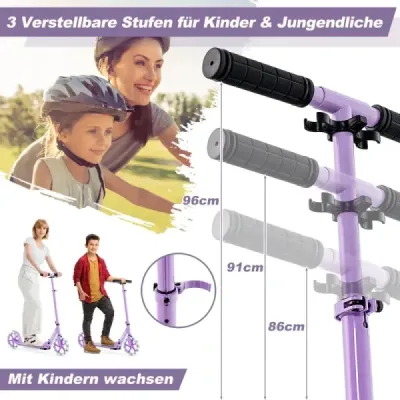 Scooter Skladací skúter Výškovo nastaviteľný mestský skúter Nosnosť 100 kg Fialová
