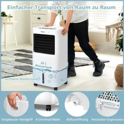Ventilátor 3-v-1 odparovací chladič vzduchu 37 x 32 x 74,5 cm biely