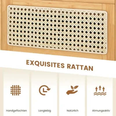 Nočný stolík z bambusu a ratanu so zásuvkou Nočný stolík so skrytým úložným priestorom Príroda Nočný stolík z bambusu a ratanu so zásuvkou Nočný stolík so skrytým úložným priestorom Príroda