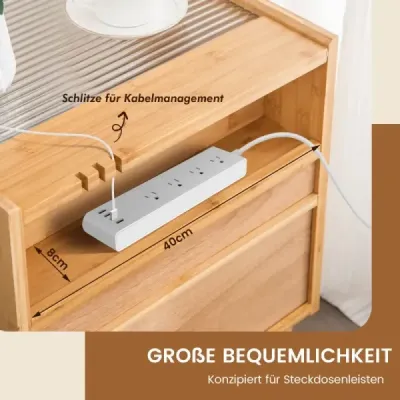 Nočný stolík z bambusu a ratanu so zásuvkou Nočný stolík so skrytým úložným priestorom Príroda Nočný stolík z bambusu a ratanu so zásuvkou Nočný stolík so skrytým úložným priestorom Príroda