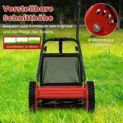 Ručne vedená kosačka na trávu so šírkou záberu 30 cm 18,5 l zberný kôš červená