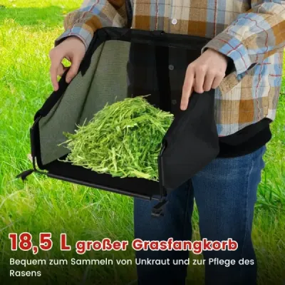 Ručne vedená kosačka na trávu so šírkou záberu 30 cm 18,5 l zberný kôš červená