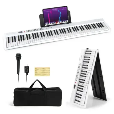 88-klávesová klaviatúra s 1000 rytmami 1000 nôt Skladacie digitálne piano Biela