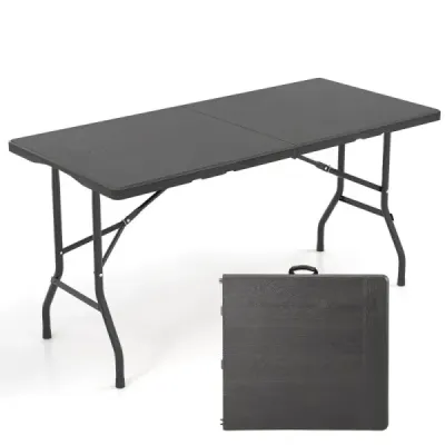 Skladací kempingový stôl s doskou z HDPE a rukoväťou na prenášanie Záhradný skladací stôl 152 x 70 cm