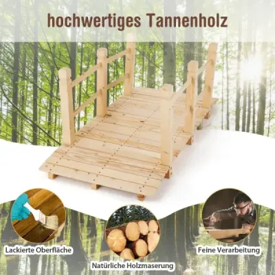 Drevený most so zábradlím Záhradný most s nosnosťou do 100 kg Most z masívneho jedľového dreva