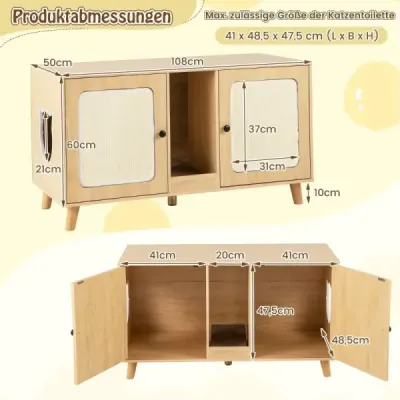 Skrinka pre mačky na podstielku Skrinka na podstielku s 2 dvierkami Domček pre 2 mačky Príroda