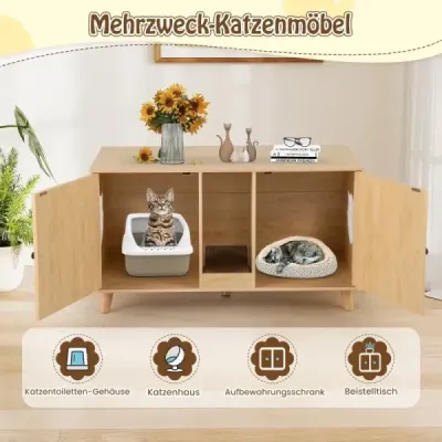 Skrinka pre mačky na podstielku Skrinka na podstielku s 2 dvierkami Domček pre 2 mačky Príroda