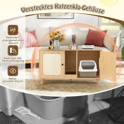 Skrinka pre mačky na podstielku Skrinka na podstielku s 2 dvierkami Domček pre 2 mačky Príroda