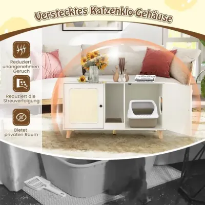 Skrinka pre mačky na podstielku Skrinka na podstielku s 2 dvierkami Domček pre mačky pre 2 mačky Biela