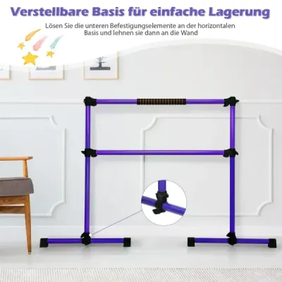 Baletná tyč Baletná/rozťahovacia tyč Výškovo nastaviteľná mobilná Fialová 124,5 x 71 x 120 cm