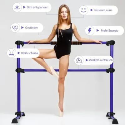 Baletná tyč Baletná/rozťahovacia tyč Výškovo nastaviteľná mobilná Fialová 124,5 x 71 x 120 cm