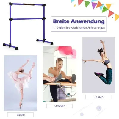 Baletná tyč Baletná/rozťahovacia tyč Výškovo nastaviteľná mobilná Fialová 124,5 x 71 x 120 cm