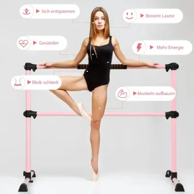 Baletná tyč Baletná/rozťahovacia tyč Výškovo nastaviteľná mobilná ružová 123 x 71 x 119 cm