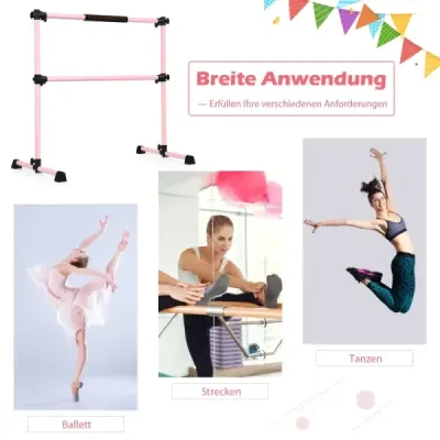 Baletná tyč Baletná/rozťahovacia tyč Výškovo nastaviteľná mobilná ružová 123 x 71 x 119 cm